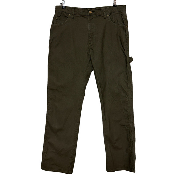 Dickies Pants Mens 34X32 Green Canvas Carpenter Utility Straight Workwear - Picture 1 of 9